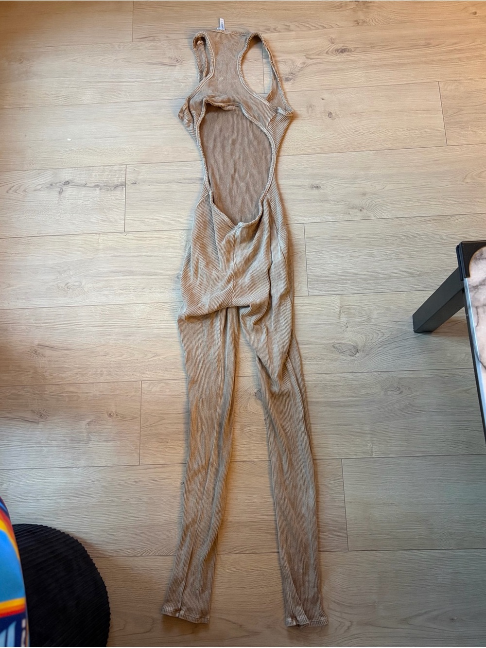 Fashion Nova Tan Ribbed Sleeveless Jumpsuit - Picture 3 of 3